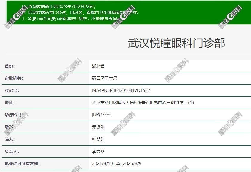 武汉悦瞳眼科资质正规
