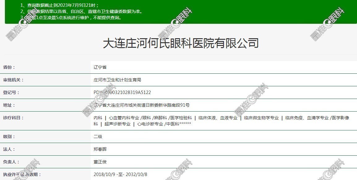 大连庄河何氏眼科医院医疗资质www.ji-zhun.com