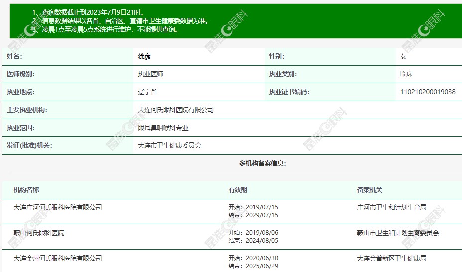徐彦 大连金州何氏眼科医院医生