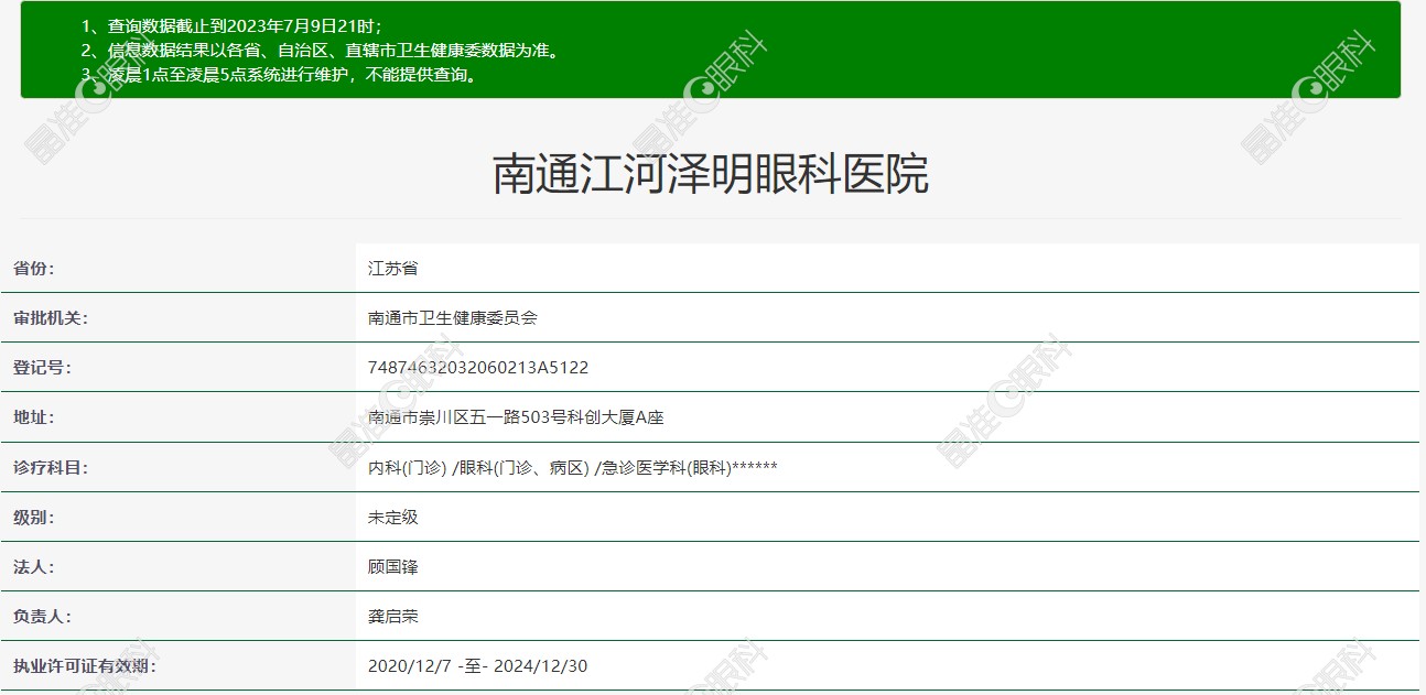 南通江河泽明眼科资质 