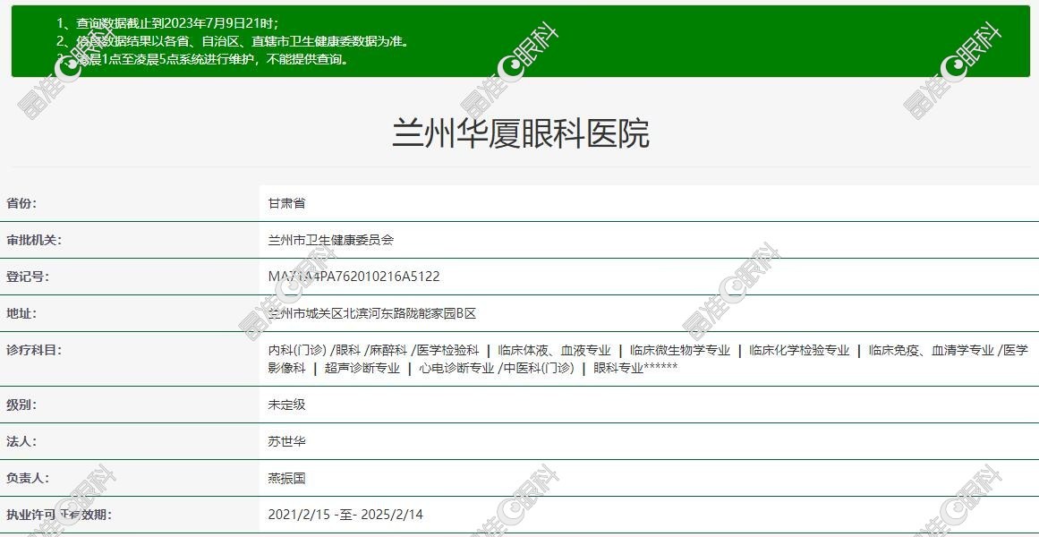 兰州华厦眼科医院很正规