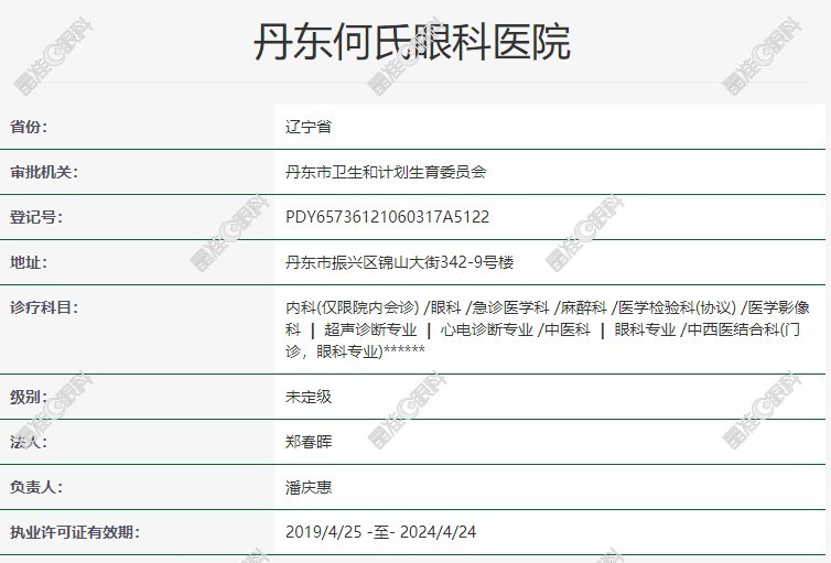 丹东何氏眼科医院资质