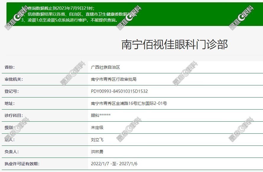 南宁佰视佳眼科资质正规