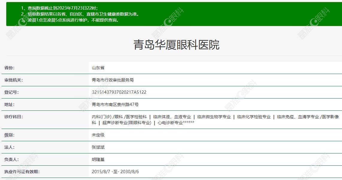 青岛华厦眼科资质正规