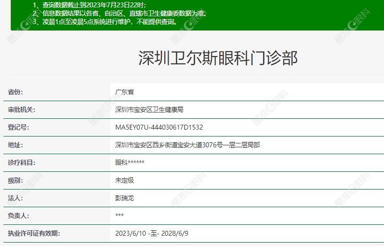 深圳卫尔斯眼科医院卫健委资质分享www.ji-zhun.com