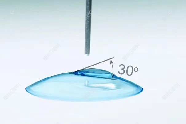 普诺瞳塑形镜的湿润角比日常的低三十度左右
