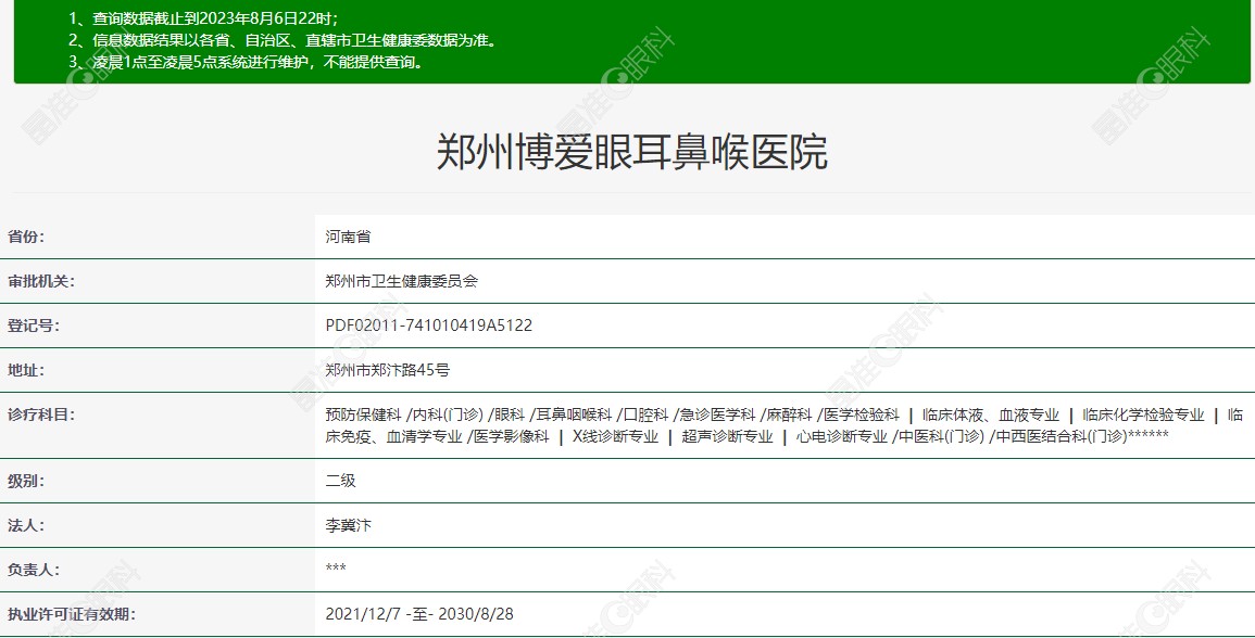 郑州博爱眼科资质靠谱