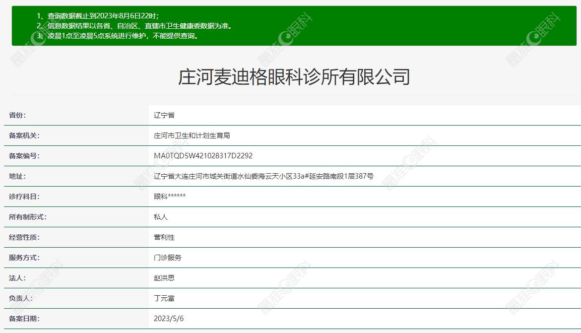 庄河麦迪格眼科医院信息@晶准眼科网