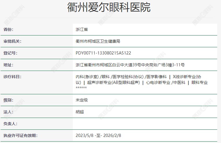 衢州爱尔眼科医院介绍