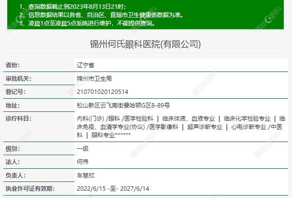 锦州何氏眼科医院正规吗是几级医院