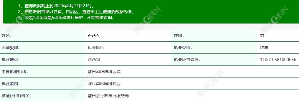 卢永军 西安华阳眼科医生资质