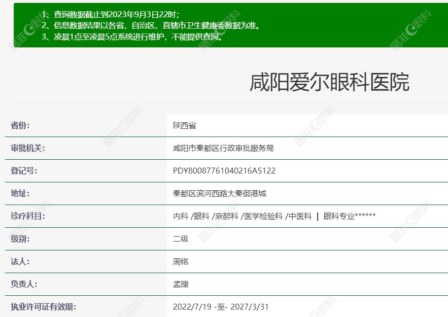咸阳爱尔眼科医院是正规靠谱医院