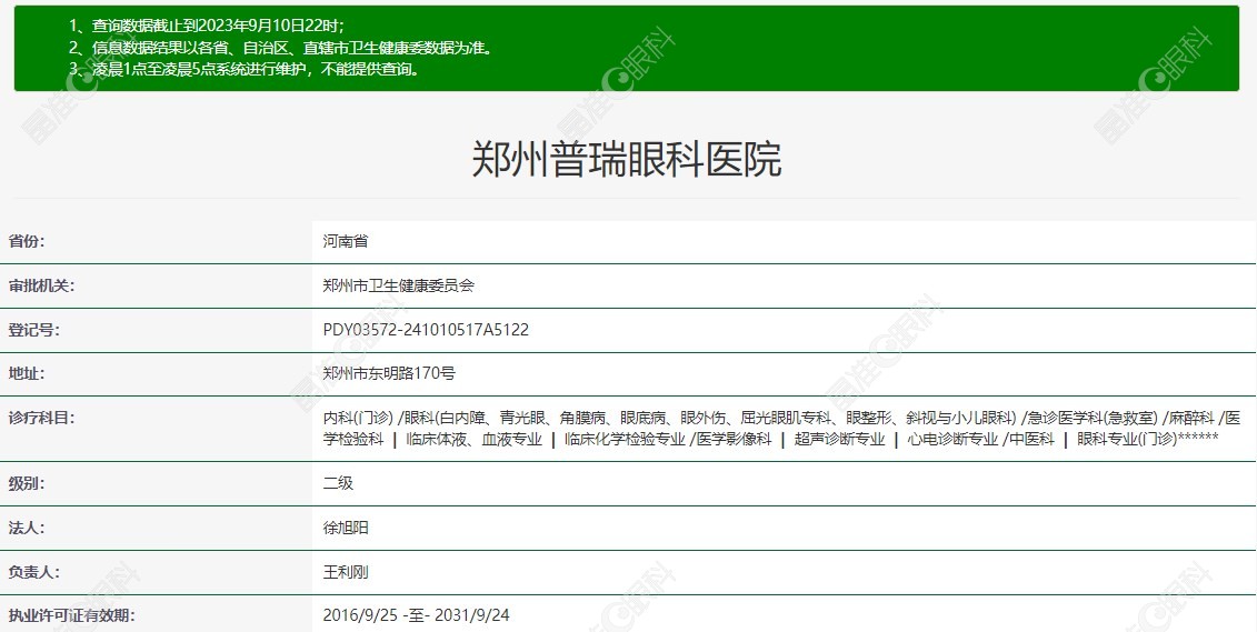 郑州普瑞眼科医院是正规医院晶准眼科