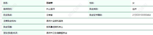 苏晓琴医生资格正规