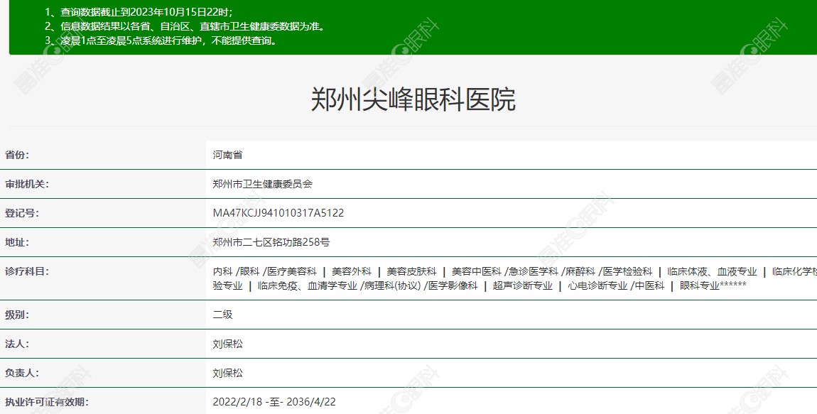 郑州尖峰眼科医院是正规私立眼科医院