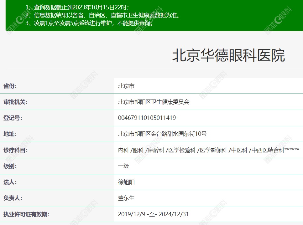 北京华德眼科医院资质正规