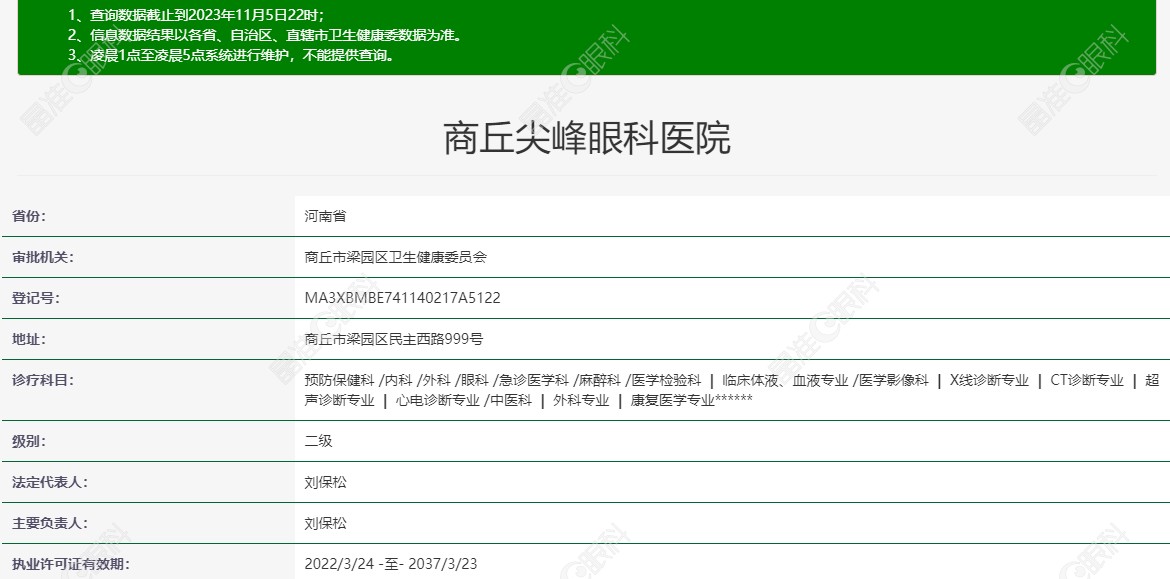 商丘尖峰眼科医院资质是正规单位