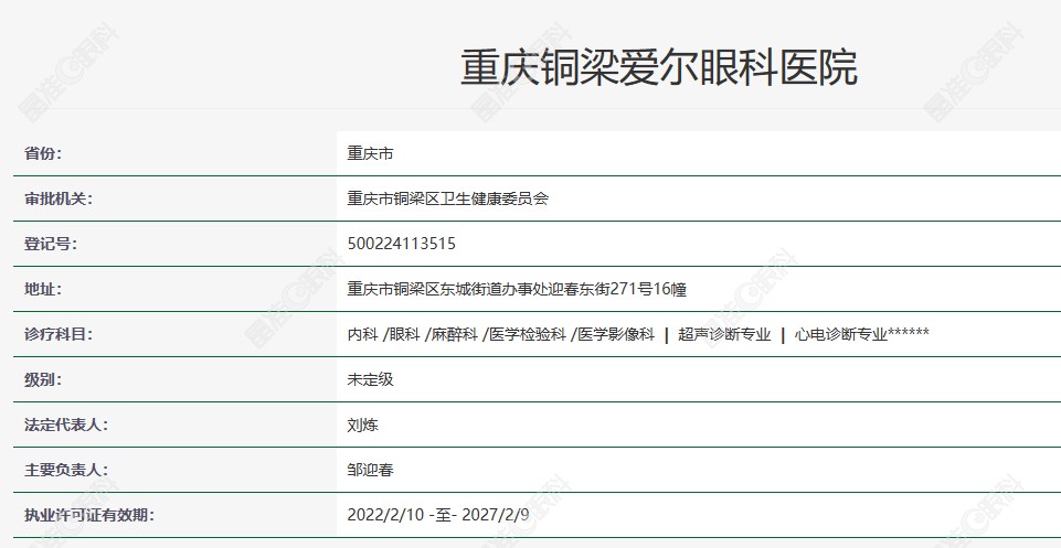重庆铜梁爱尔眼科医院的资质236z.com