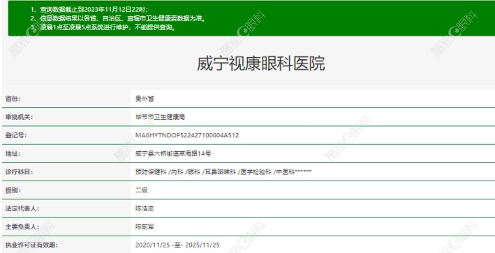 威宁视康眼科医院卫健委资料