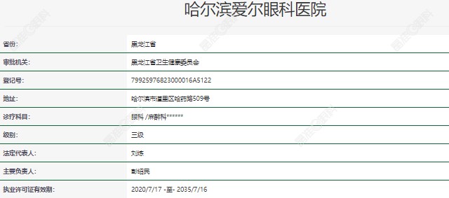 哈尔滨爱尔眼科医院资质正规