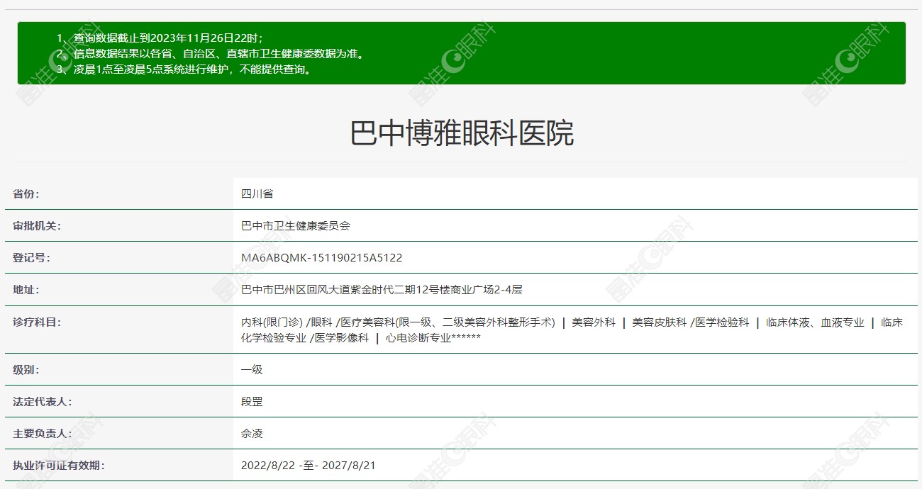 巴中博雅眼科医院正规
