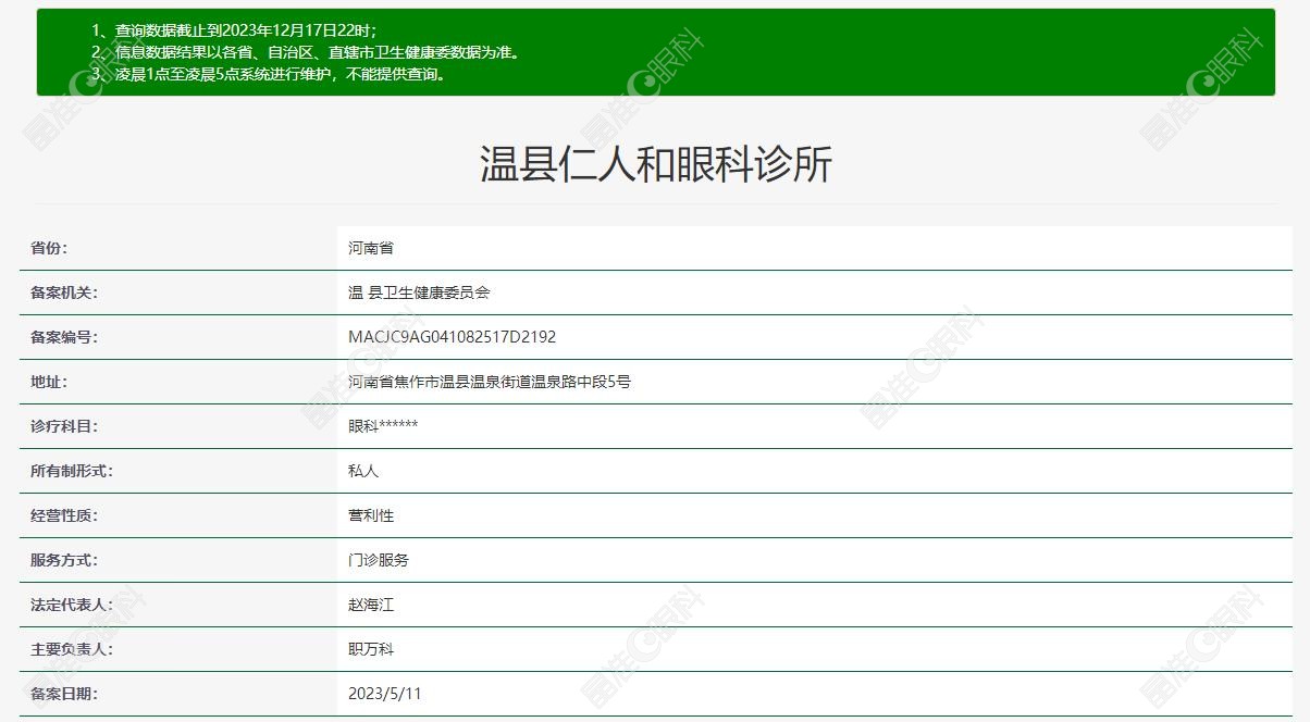 温县仁人和眼科诊所资质