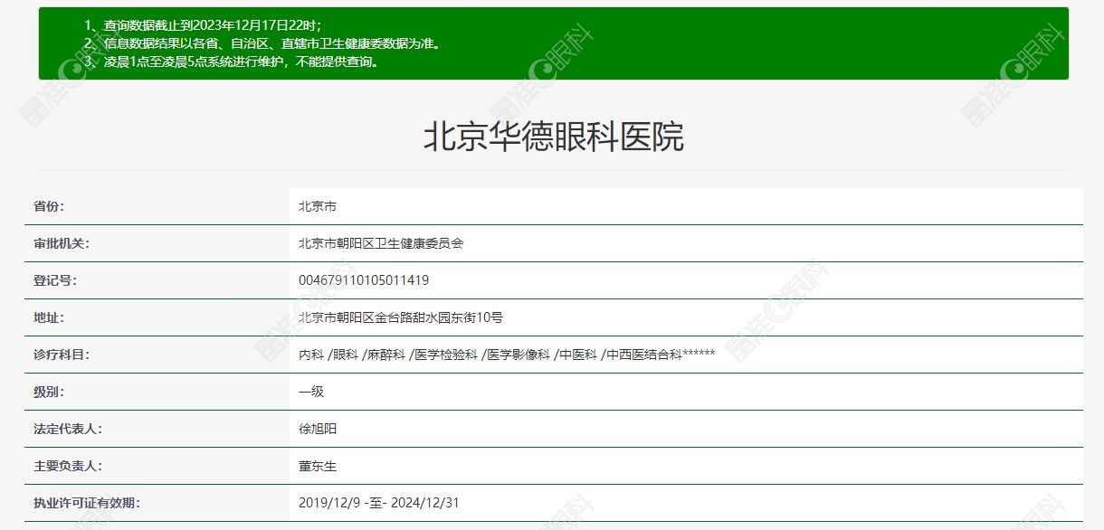 北京华德眼科医院资质
