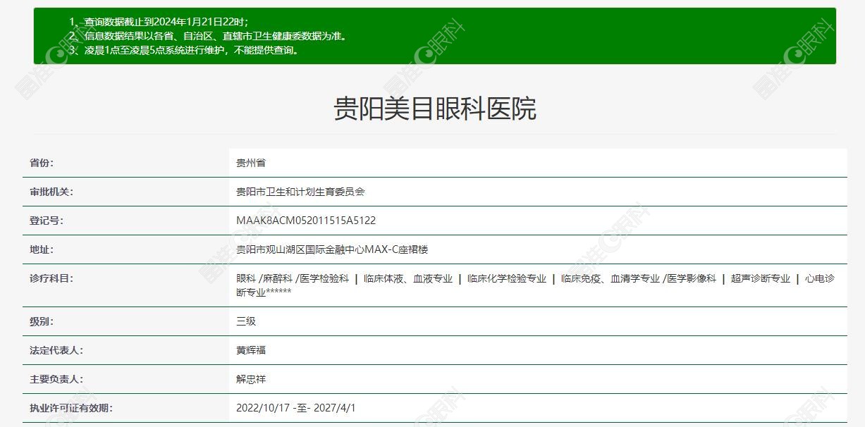 贵阳美目眼科医院资质
