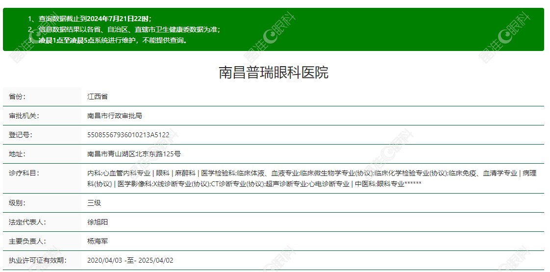 南昌普瑞眼科医院资质正规