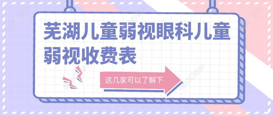 芜湖儿童弱视眼科儿童弱视收费表