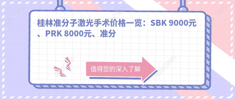 桂林准分子激光手术价格一览：SBK 9000元、PRK 8000元、准分子8800元，选对方案视力重获清晰视界