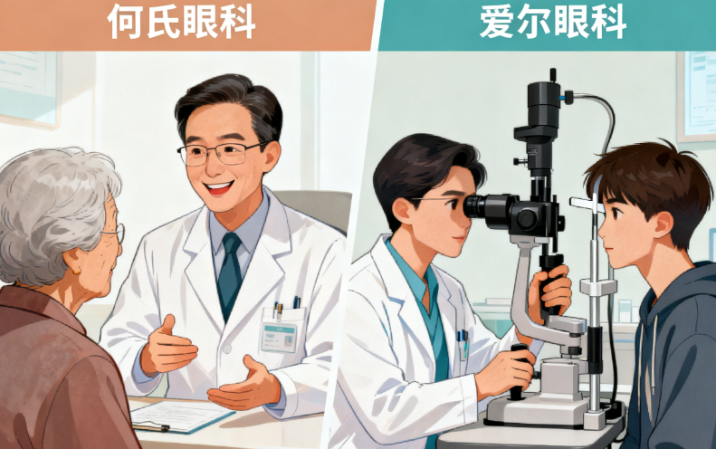 关于营口何氏眼科和爱尔眼科的服务网络差异
